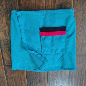 Vintage 80s casual teal wrap mini skirt Size S